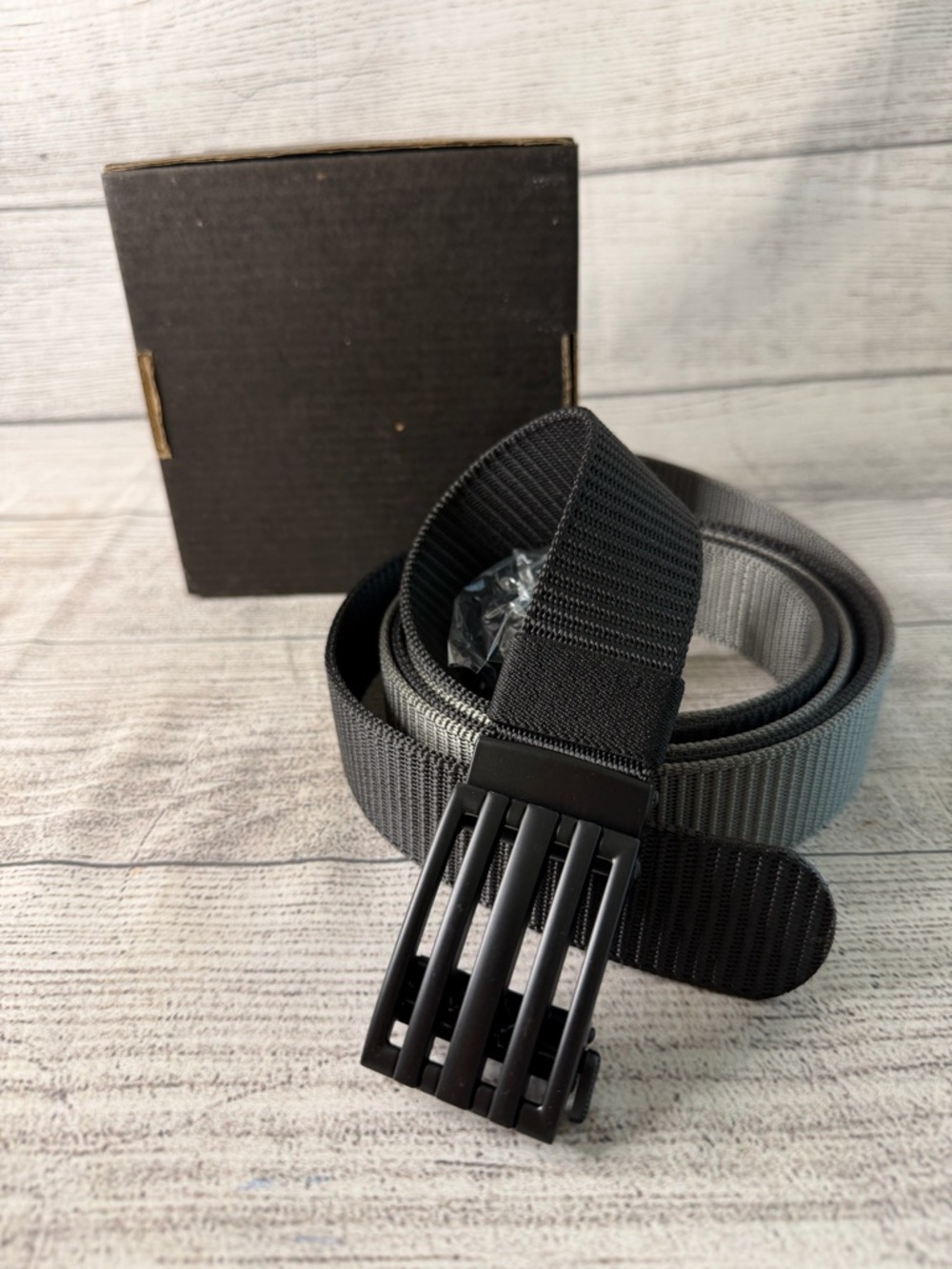KingMoore 2 Pack Men's Ratchet Web Belt Size Small (30-36in) Black, Grey